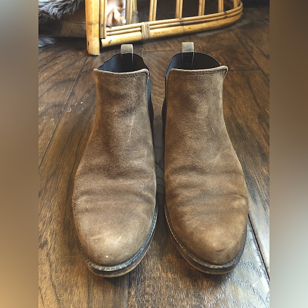 Franco Sarto Brown Suede Chelsea Ankle Boots